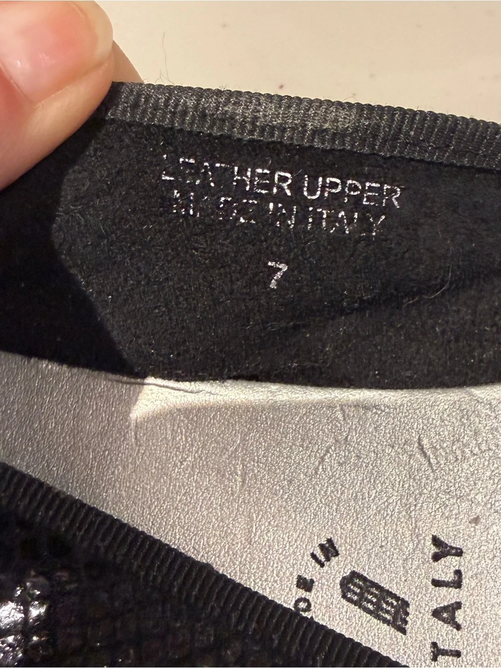 Italian Shoemaker Contesa Black Snake-Texture Leather Ballet Flat Women’s 7